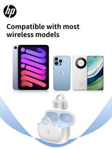 HP 夹耳式蓝牙无线耳机，带 TWS 立体声、ENC 通话降噪、IPX4 防水、5.4 自动配对耳机、带麦克风触控的无线耳机（适用于 Android 和其他系统）、带麦克风的游戏耳机和扬声器，是送给学生和办公室工作人员的绝佳节日母亲节礼物 - 套裝 - 查看 8