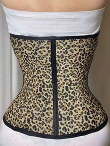 1pc Women's Fitness Training Dance Yoga Shapewear, Leopard Print Waist Belt, Shaping Bodysuit Waist Cincher Slim Waist Belt Mesh - Multicolor - View 4