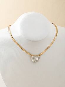 1 Stück modischer, vielseitiger, vollständig mit Strass besetzter Herz-Anhänger Kupferkette Halskette für Frauen, geeignet für den täglichen Gebrauch, Valentinstag, Dates, Familientreffen, Partys, elegantes Geschenk