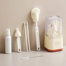 Philips Avent Juego de 6 en 1 de cepillos limpiadores de biberones Avent - Kit de limpieza de biberones con cepillo de silicona, juego portátil de cepillos para biberones, cepillo de limpieza de silicona, juego de cepillos de limpieza específicos para recién nacidos
