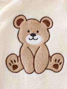 男婴户外秋冬新款小熊刺绣抓绒连帽连体衣 - 杏色 - 查看 4