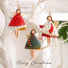 1 Painted Metal Angel Ornament Christmas Tree Decor & Holiday Craft Scene Accent Seasonal Decor, Room Accent, Home Decor Office Decor, Theme Party Decor Christmas Ornament (Random Style Shipped) - Multicolor - View 6