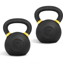 Powder Coated Cast Iron Kettlebell Strength Training Kettlebells Weight Set For Full Body Workout, Home Gym - J - Yellow - 32 KG / 71 LB - View 1