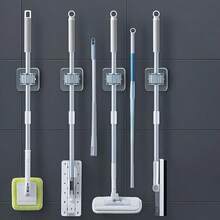 6pcs Creative Mop Holder And Hook Wall-Mounted, Suitable For Mop Drainage And Broom Storage. The Mop Hanging Rack Is Highly Suitable For Organizing Cleaning Tools In Bathrooms, Kitchens, Gardens, And For Storage (6/4/3/2/1 Pc). Colors Are Randomly Available For Selection