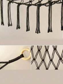 1pc Large Boho Stuffed Animals Net Or Hammock, Toy Hammock, Stuff Animal Storage Corner Hanging Net Holder, Mesh Hammock Plush Toy Hanging Storage With Tassel Hooks For Bedroom Decorations Autumn Decor Festival Decor Room Decor Home Decor Fall Spring Decor Bedroom Decor - Black - View 5