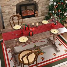 Șervețel de masă pentru brad de Crăciun cu folie aurie, decor de masă de Crăciun cu folie aurie - fabricat din țesătură de poliester, decor dreptunghiular de bucătărie pentru sărbători, potrivit pentru reuniuni de familie, atmosferă de petrecere de Crăciun