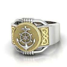 New Ring Fashion Two-Tone Creative Anchor Shape Men's Ring  Internet Celebrity Jewelry Simple And Elegant Suitable For Daily Wear Or Party Fashion Women's Ring Jewelry Accessories Exquisite Gift For Women Simple And Elegant, Suitable For Daily Wear Or Party Fashion Women's Ring, Jewelry Accessory, It's An Exquisite Gift For Women. - 船錨戒指 - 查看 2