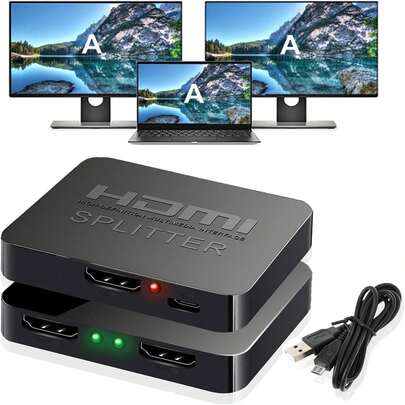 HDMI Splitter 1 In 2 Out. HDMI Splitter 1 In 3 Out.HDMI Splitter 1 In 4 Out.4K HDMI Splitter 1X4 Mirror Screen, USB Power Splitter 1 Input 4 Output Support 4KX2K, 1080P@60Hz, 3D, HDR, 1 Source To 4 HDMI Displays