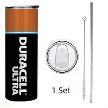 1 Pc 20oz Insulated Tumbler, Duracell Ultra Battery Power Check Design, Includes Straw & Cleaning Brush, Double-Walled Stainless Steel Cup For Hot/Cold Drinks, Leak-Proof & , Perfect Gift For Technicians & Tech Lovers, Ideal For Staying Charged & Hydrated At The Office Or Workshop. - 1個 - 查看 3