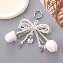 Ins Style Sweet Tulip Flower Keychain Pendant Fashion Versatile High-End Phone Bag Decoration Girly Heart - 粉色 - 查看 7