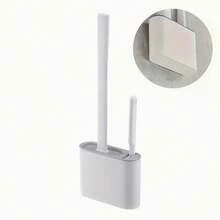 1 Set Wall-Mounted Toilet Brush: Long Handle Brush, Small Brush Head, And Soft Bristles, Comprehensive Bathroom Cleaning
