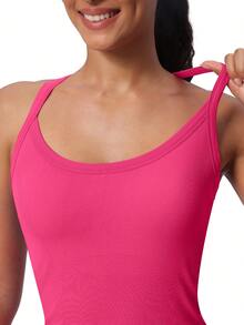 MathCat Workout Tank Tops For Women With Built In Bra, Sleeveless Gym Tops Seamless Racerback Athletic Yoga Shirts - 野莓 - 查看 6