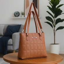 Women's Crossbody Shoulder Bag Large Shopper Bag College Work And Everyday - 駝色 - 查看 2