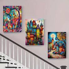 1pc 5D DIY Diamond Painting Kit, Suitable For Beginners, Full Round Drill, Full Drill Canvas Craft, Includes Drill Tools And Shiny Multi-Faceted Synthetic Diamonds, Frame Not Included, Available In Multiple Sizes, Ideal Wall Decor For Home