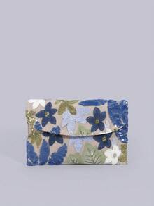 Sequin Embroidered Floral Envelope Clutch, Women's Fashion Sequin Patchwork Handbag, Party Evening Bag, Random Cut, Suitable For Women, Suitable For Parties, Weddings, Galas, Etc., Perfectly Matches Holiday Party Dresses, Evening Gowns And Sequin Dresses. Shiny Sequin Bag, Elegant Choice For Women. - Multicolor - View 9