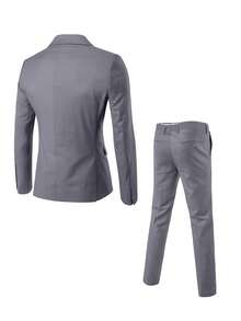 Men's Suits, Men's Business Casual Style, Including Solid-Color Suit Jackets And Trousers. Elegant Men's Suits, Suitable For Work Commuting, Casual Occasions, Weddings, Dances, And Business Venues. - Xám - Xem 5