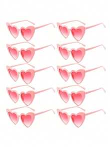 10副黑色心形眼镜，复古心形眼镜，女士时尚复古眼镜，心形眼镜，派对眼镜，适合女孩购物、户外旅行和聚会 - 粉色 - 查看 6