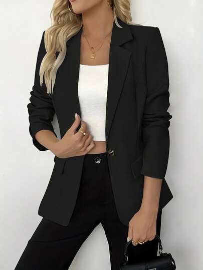 1 st. Elegant, avslappnad blus i tunn, långärmad stil för kvinnor, topp i korsettstil, lätt jacka, lämplig för vår/sommar, höst/vinter