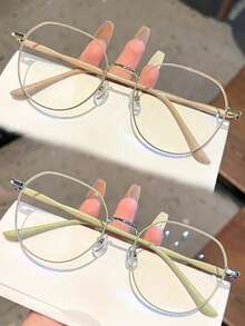 نظارة نسائية كاجوال دائرية بعدسات شفافة، متعددة الاستخدامات للتنقل والمكتب والكمبيوتر والهاتف وقراءة الكتب والألعاب، قطعتان