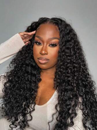 16inch Curly Wave Wear And Go Glueless Short Bob Wig Human Hair Blended Fiber Ready To Wear Closure Lace Wigs For Women 5x5 Wet And Wavy Human Lace Frontal Wig 180% Density