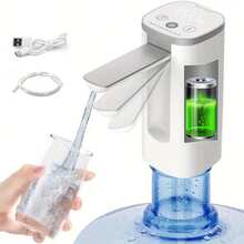Dispensador de agua automático para botellas de 5 galones - Apagado automático, batería de 1200mAh, pico plegable, función táctil, pantalla LED inteligente, USB C, funcionamiento silencioso, bomba portátil para botellas de agua (Blanco)