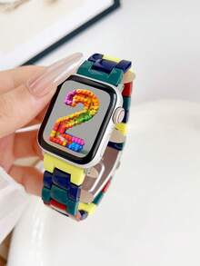 1 pieza Correa de Apple Watch, correa de Apple Watch para hombres y mujeres con bloques de construcción de dopamina, compatible con Apple Watch 40/41/42/44/45/46/49/38mm, adecuado para Apple Watch Series 10/9/SE/8/7/6/5/4/3/2/1 Ultra3/2/1, nueva correa de muñeca creativa y linda de dibujos animados, accesorios de banda inteligente, verano, transpirable, ligera