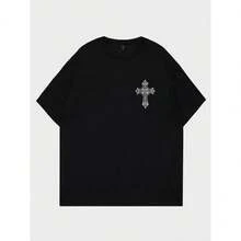 T-Shirt Cross Wings Street Skate Unisex Male Female 100% Cotton Top Premium Streetwear New Release Immediate Shipping Various Colors!! Plus Size - 黑色 - 查看 2