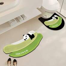 1/3件套浴室防滑吸水垫，熊猫图案硅胶垫，浴室套装，U型马桶垫，洗手盆吸水脚垫，2.5毫米厚浴室厨房装饰圣诞装饰厨房地毯 - 可愛貓熊 - 查看 6