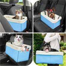 Dog Car Seat For Small Dogs, Center Console Dog Car Seat With Metal Frame &Amp; Double Protection Seat Belts, Pet Booster Seat With Safety Leash And Storage Pocket For Pets Dogs Cats, Grey - ColorC - 查看 2