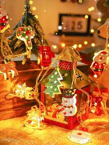 迷人的 LED 圣诞灯串 - 10LED 圣诞老人、雪人等 - 非常适合室内节日装饰、派对和卧室氛围装饰品雪人适合室内节日圣诞节