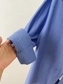 Plus Size Striped Loose Fit Elegant & Versatile Blouse