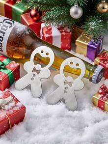 Ouvre-bouteille de Noël - Bonhomme en pain d'épices - Décoration de maison et fournitures de fête durables en métal, convient pour la maison, la cuisine, le bar - Sans pile, essentiel pour la maison, accessoire saisonnier, construction robuste, ouvre-bouteille de haute qualité, ustensile de cuisine, accessoire de bar, décoration de Noël