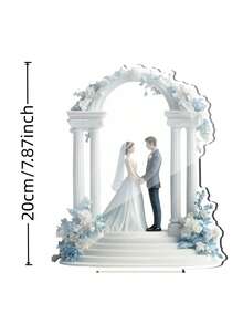 2D Crystal Wedding Statue - Bride And Groom Standing On Balcony With Floral Decor, Ideal For Home Decor, Wedding Gifts And Event Centerpieces, No Power Needed, Wedding Decoration