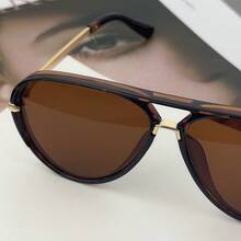 1 件女士复古简约大框时尚眼镜，适合海滩和旅行 - 玳瑁 - 查看 7