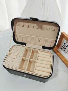 Large-Capacity Luxury Leather Double-Layer Jewelry Storage Box With Layered Design And Accessory Tray. Suitable For Women/Girls, It Can Store Earrings, Necklaces, Rings, And Bracelets. It Is The Perfect Gift For Mothers/Wives/Valentine's Day Or For Classmates And Best Friends During Back-To-School Season.,Room Decor - Multicolor - View 5