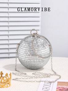 1pc Women's Fashionable Sparkling Ball-Shaped Crystal Rhinestone Evening Clutch Bag, Luxury Diamond Ring Handbag, High-End Shiny Diamond Formal Dress Purse, Minimalist Clutch Suitable For Gala, Party, Birthday, Wedding, Gift