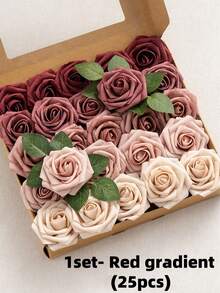 5 peças/15 peças/25 peças Rosa Artificial, Conjunto de Rosas Artificiais Gradiente Verde Floresta - Conjunto de Buquê de Casamento DIY, Adequado para Casamento, Bolo e Decoração de Mesa de Festa. Rosas de Espuma de Simulação em Caixa de Presente Tingida, Atmosfera Leve de Luxo/Simples/Estilo Europeu, Envie para Amigos, Parceiros, Mães, Namoradas. Dia de Natal