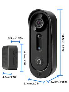 2K Wide Video Doorbell Camera, Wireless Indoor Chime, Free Cloud Storage And 32GB Micro SD Card, 2K Wide Live Video, 2K Night Vision, Weaterproof, Easy To Insallation, Human Detection And Motion Detection, Alert Message, Indoor/Outdoor - 黑色 - 查看 10