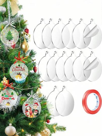 21 件透明圆形亚克力圣诞装饰 2026，未完成圆形空白带丝带用于 DIY 圣诞树装饰和节日派对工艺品 DIY 空白圆形灯泡圣诞节球形树装饰、长袜姓名标签、节日标签、Momento、钥匙扣空白、散装亚克力圆圈透明圆盘装饰空白带孔 DIY 钥匙扣和工艺项目、圣诞树装饰、圣诞节、冬季、新年派对悬挂装饰