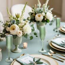 Green Plastic Champagne Flutes Diamond Crystal Glasses Vintage Goblet Unbreakable Wedding Toasting Cups Wine Drinking Glasses For Bridal Shower - màu xanh lá - Xem 5
