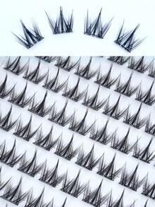100pcs/Pack Glue-Free Removable Individual Eyelash Clusters, C 0.07 Natural Makeup Effect, DIY Eyelash Extension, False Eyelashes, Natural Cluster, Cosplay Eyelashes, 10 Rows Wearing, Glue-Free Eyelash, Natural Lengthening False Eyelash Clusters, Women Eye Makeup, Party, Club, Makeup Tools - 黑色 - 查看 3
