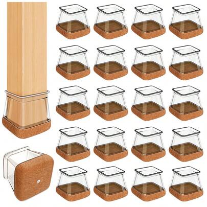 8/16 PIEZAS Protectores de piso para patas de silla, tapas de fieltro de silicona para patas de silla, almohadillas para muebles para pisos de madera dura, deslizadores de muebles para patas de silla, protección inferior reforzada antideslizante, reducción de ruido sin rayones, adecuado para sala de estar, cocina, dormitorio (cuadrado)