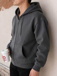 男女通用美式拉链连帽卫衣，休闲夹克，百搭，秋冬