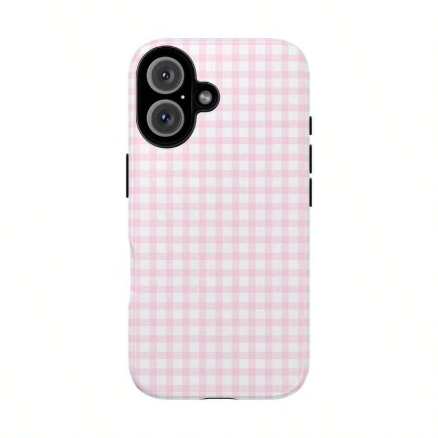 Grid Pattern Glossy Film Phone Case For IPhone 17 Air/16/15/14/13/12 Pro Max 14 15 16 17 Plus 11/X/Xsmax/Xr/7/8/Se Thickened Double-Layer 2-In-1 Drop-Proof Protective Case For Samsung S21 S22 S23 S24 S25 PLUS/ULTRA/FE/EDGE A71 A56 A55 A54 A53 A52 A36 A34 A06 A13 A14 A15 A16 A23 A25 A26 Anti-Yellowing And Bright Colors - Hồng - Xem 1