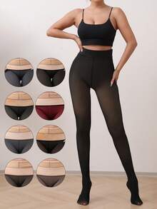 Women's Winter Sport Warm Tights Autumn And Winter Fleece Pantyhose Sexy Hip Lift Outdoor Warm Velvet Thick Thermal Pants Leggings Stretch Slim Tights Pant Winter Clothes Women