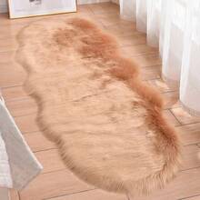 1pc Faux Fur Rug, Multiple Colors Available, 120cm Long X 60cm Wide, Non-Slip, Handwash & Machine Washable, Wavy Shaped Carpet For Living Room, Bedroom, Bedside, Sofa, Kids Room, Wedding, Christmas, Fireplace, Dining Table, Plush Soft Luxury Home Decor