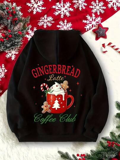 Christmas Plus Size Women's Graphic Print Sweatshirt - Autumn And Winter Casual Drawstring Sweatshirt, Christmas Clothing, Merry Christmas