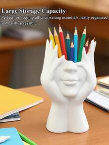Rangement pour forme de tête de femme, décoration bohème et vase en forme de visage féminin pour étagère, support simple pour pinceaux de maquillage à la maison
