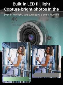 1 Pc 4K High Definition Digital Camera, Retro Micro Single Lens Digital Camcorder, 3 Inch Flip Screen With Flash, 16X Zoom, Comes With 32G Storage Card, Suitable Christmas/Birthday Gift For Boys & Girls Aged 3-18 - LK-007 White - View 5