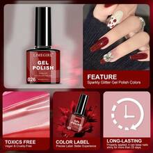 LIMEGIRL Set di smalti gel natalizi LIMEGIRL da 8 ml: 6 colori natalizi - verde, bordeaux, rosso, oro, argento. Set di smalti gel natalizi con base e top coat, adatto per donne e ragazze per arte di unghie, manicure, design unghie fai-da-te in salone